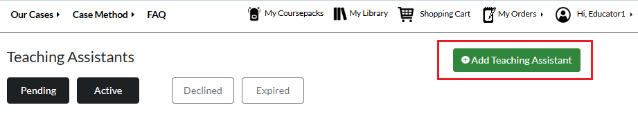 click the green button add Teaching Assistant